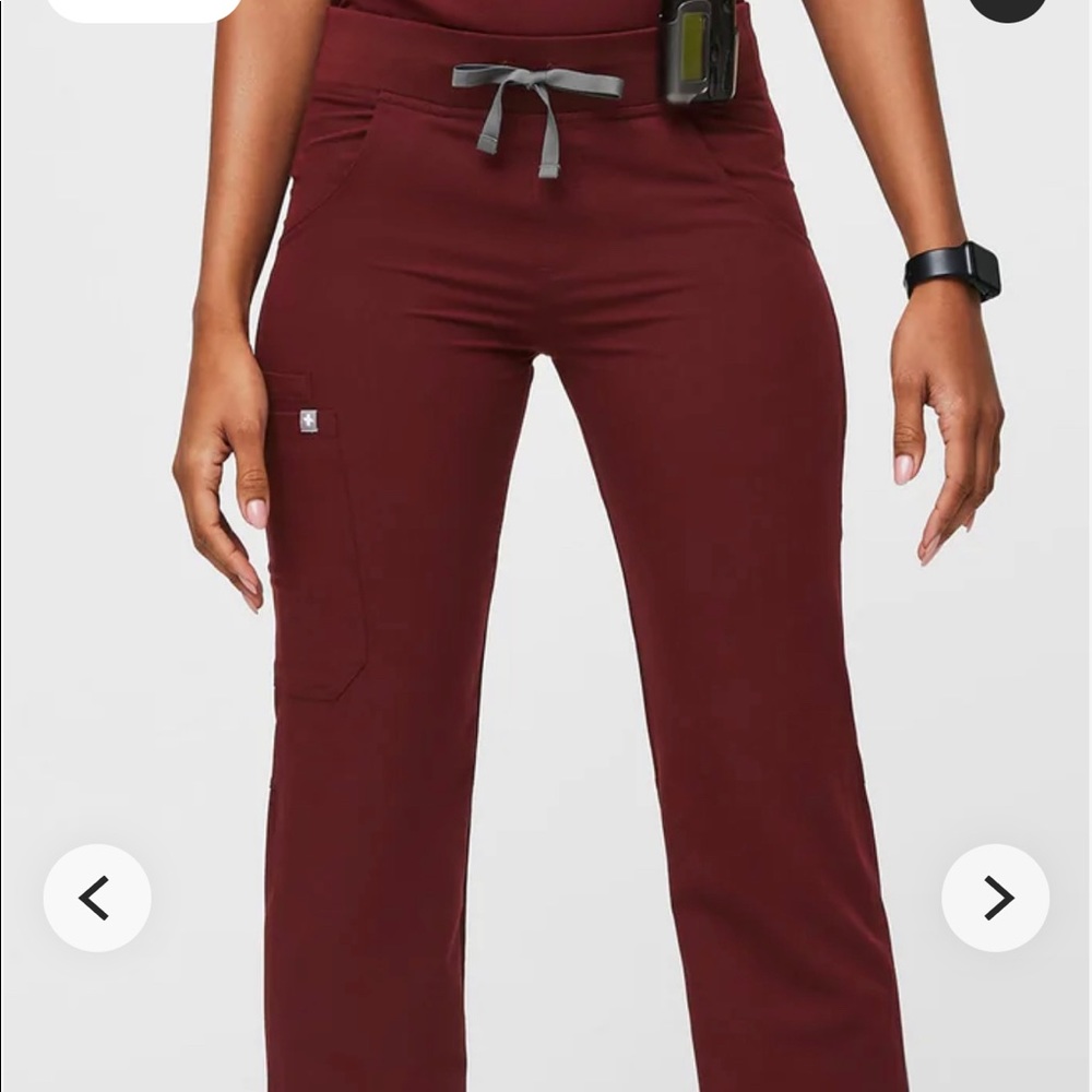 FIGS Womens Burgundy Kade Cargo Scrub Pants